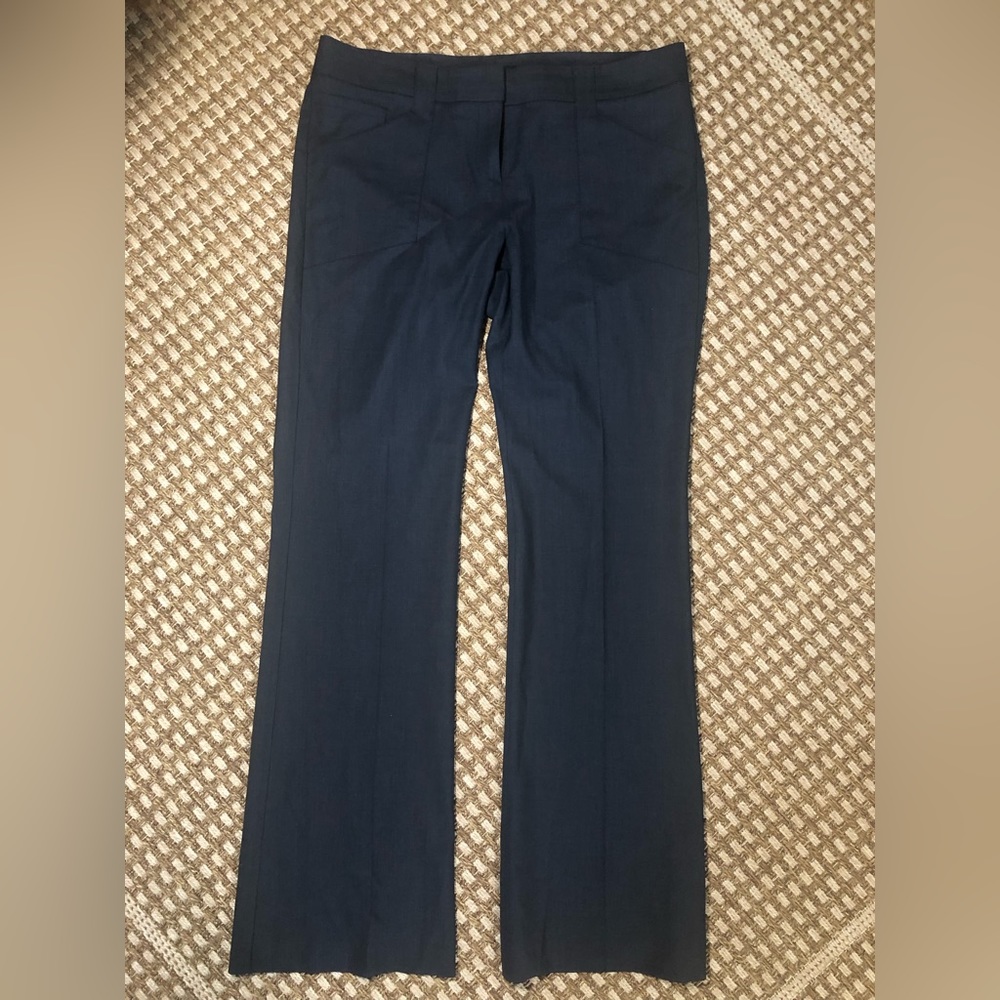 Theory Women’s Size 12 Long Flare Grey/Blue Wool Pants